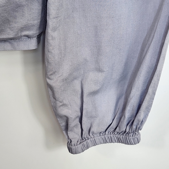 Ehka Sopo Ruffled Eyelet Neck Cotton Button Down Semi-Sheer Shirt Blue Small - Picture 4 of 10